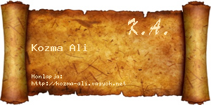 Kozma Ali névjegykártya